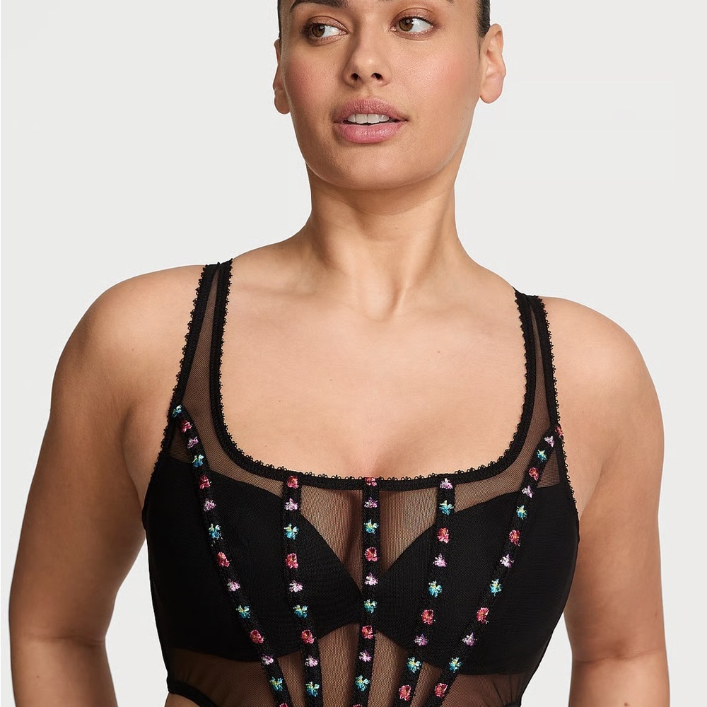 Victoria Secret Very Sexy
Dark Blossom Embroidery Corset Top